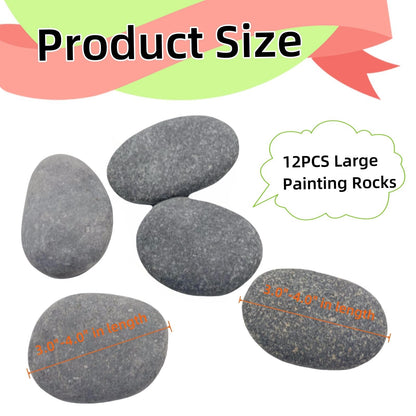 MEILALA 12PCS Large Painting Rocks, 3“-4” River Rocks for Painting ， DIY Rocks Flat & Smooth Kindness Rocks for Arts, Crafts, Decoration