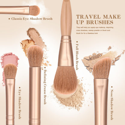 IRYCSSCE Eye Shadow Brush Set，2Sets Travel Makeup Brush Set With Case，Teen Brushes Makeup With Mirror，Kids Small Makeup Brush Kit，Girls Cosmetic Eyeshadow Brushes For Purse, Make Up Brushed (Apricot)