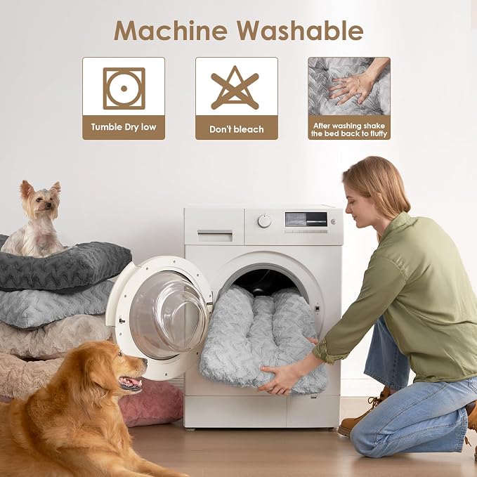EHEYCIGA XXL Washable Dog Bed for Crate 47x29 Inch, Kennel Pad for Extra Large Dogs Up to 100 lbs, Plush and Comfy Pet Sleeping Mat, Grey