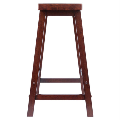 Winsome Satori Saddle Seat Counter Stool, 24" in Walnut, Classic Backless Bar Chairs for Kitchen & Dining Room Seating, Timeless Essential Furniture for Home, Dorm, Apartments
