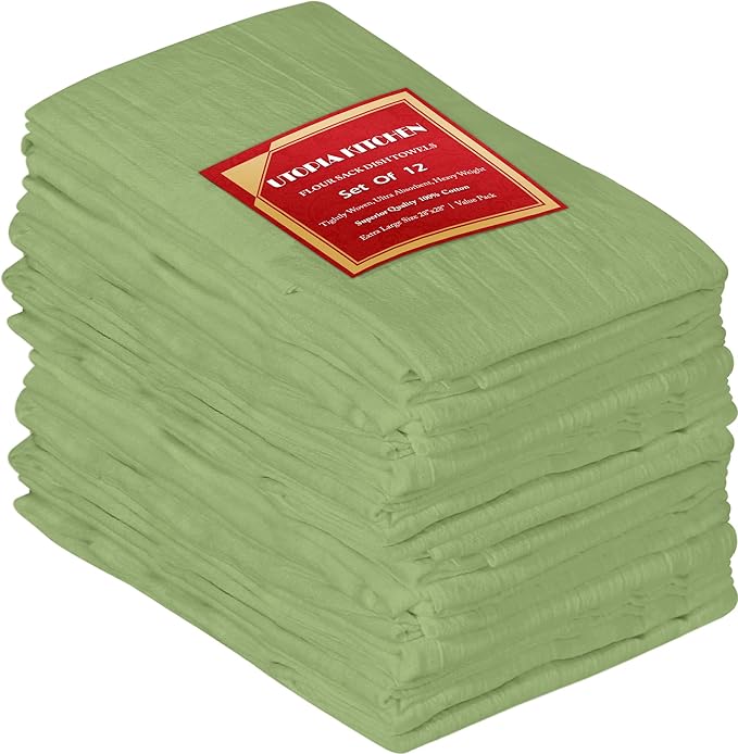 Utopia Kitchen Sage Green Flour Sack Towels 100% Cotton Tea Towels