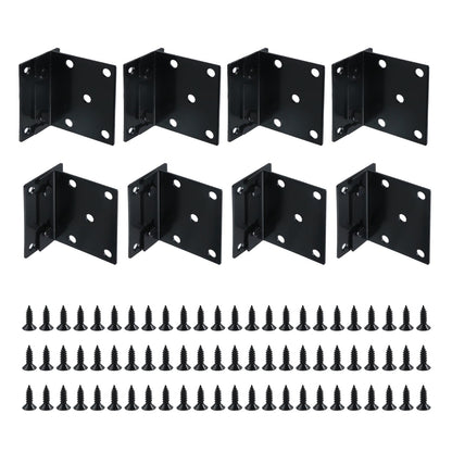 FarBoat 8 Pcs Universal Iron Bed Rail Brackets Heavy Duty Hardware Beds Hinge 2 Hooks for Bed Frame with Screws, 3.54"x2.95"/90x75mm, Black, Style F