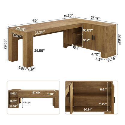 Tribesigns L-Shaped Executive Desk, 78-Inch Office Desk with Storage Cabinet and 2-Tier Shelf, Large Wooden Computer Writing Table Business Furniture Workstation for Home Office, Brown