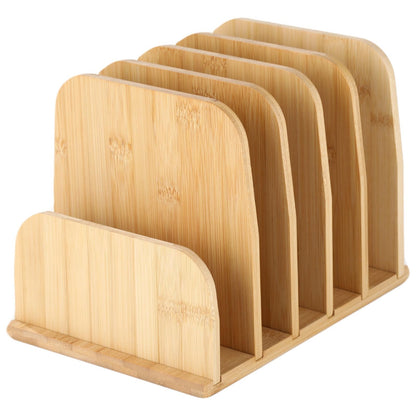 NIMBLOOM Wooden Desk File Organizer, 5 Slot Letter Envelope Paper Bill Filing Organizer, Compact Countertop Mail Sorter Holder, Desktop Folder Storage, 9.8 x 7.09 x 7.09 in