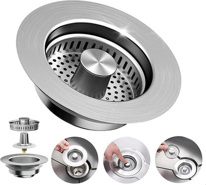 3-in-1 Kitchen Sink Drain Strainer