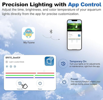 FZONE Aquarium Light for Plants, 60W LED Fish Tank Light for 35-43", Full Spectrum with APP Control, Timer & Sunrise/Sunset (Light 90)