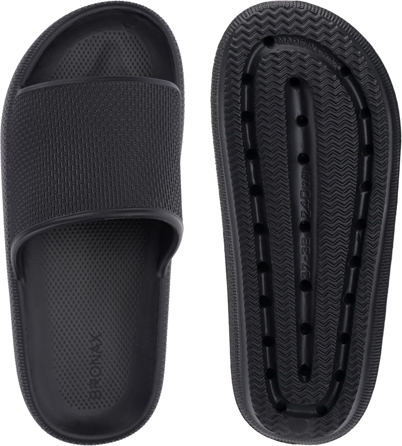 BRONAX Slides for Women Pillow Slippers for Ladies House Sandals Open Toe Comfy EVA Soft Cushioned Thick Sole 35-36 Black