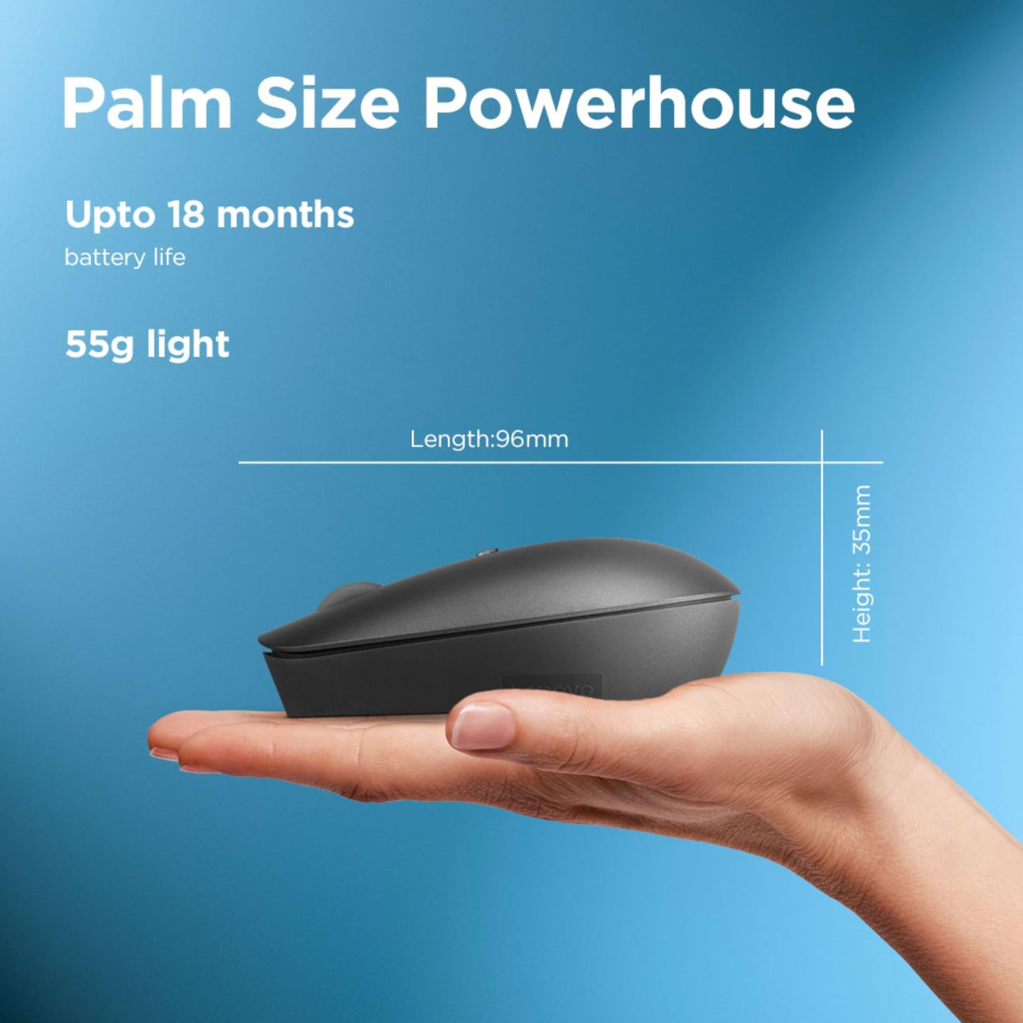 Lenovo 540 Wireless Computer Mouse for PC, Laptop, Computer with Windows or Chrome OS - 2.4 GHz USB-C Wireless Pairing Receiver - Compact Size - 18-Months Battery Life - Ambidextrous -Abyss Blue