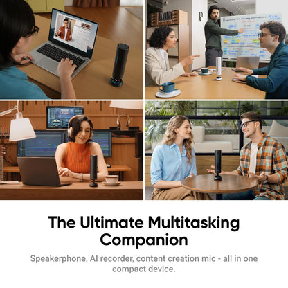 Insta360 Wave AI Conference Speakerphone with Bluetooth, Noise-Canceling Mics, Beamforming, Zoom Certified, AI Transcription & Summary, 32GB Storage for Meetings, Podcasts, Home office and Livestreams