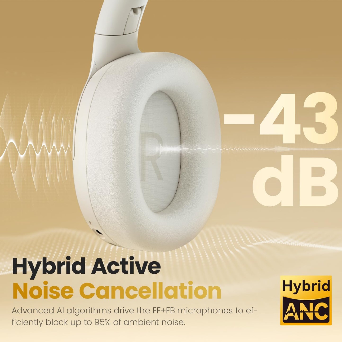 HAYLOU S30 Pro Noise Cancelling Bluetooth Headphones, LDAC Hi-Res Audio, 5 HD Mics Call, 80H Playtime, Custom EQ via App, Bluetooth 5.4 Multipoint Connect, Wireless Headphones Over Ear