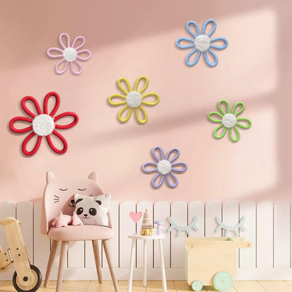 6 PCS Boho Nursery Decor Daisy Flower Woven Macrame Wall Hanging 3 Size for Home Nursery Bedroom Farmhouse Bathroom Decorations Housewarming Gifts