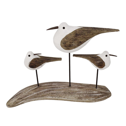 Linfevisi Wooden Seabirds Statue Seagull Decor Indoor Standing Bird Figurine Solid Wood Seagulls Decorations Nautical Coastal Beach Ocean for Home Garden Yard Table 7 Inches Tall
