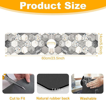 2 Pack Hexagon Marble Sink Splash Guard Faucet Mat Gold Glitter Lines Marble