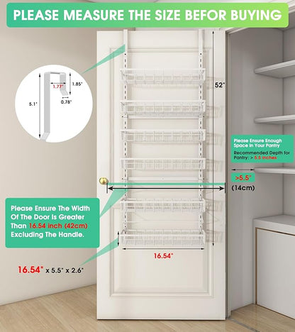 Over The Door Pantry Organizer, Wall Mount Spice Rack, Pantry Hanging Storage