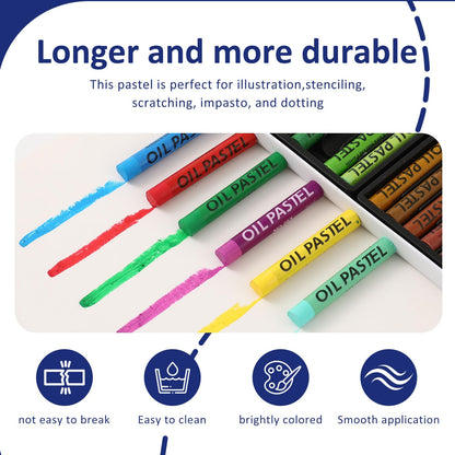 PABLUE Oil Pastels 48 Colors, Soft Oil Pastel Crayons for Drawing Blending,Layering, Shading, Art Supplies Gift for Artists, Beginners