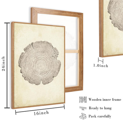 Anyzal Neutral Abstract Tree Ring Wall Art Black Beige Gray Wood Stump Wall Decor Modern Minimalist Tree Spiral Art Prints for Living Room Bedroom Dining Room 16x24 Inch 3 Pieces