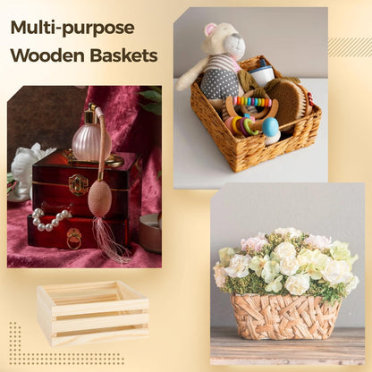 OMISTAR 12 Pcs Small Wooden Crates for Crafts - 6.3×4.7×2.8" Storage Baskets, Mini Unfinished Wooden Boxes, Ventilated Design, Decorative Wood Baskets for Crafts, Arts, Milk