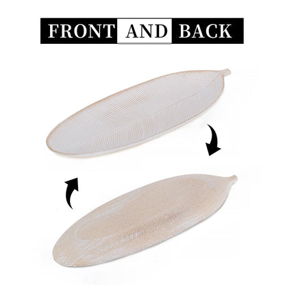 Hanobe Leaf Wooden Decorative Tray: Leaf Shaped Wood Key Tray Decor Plate Bowl for Crystal Candle