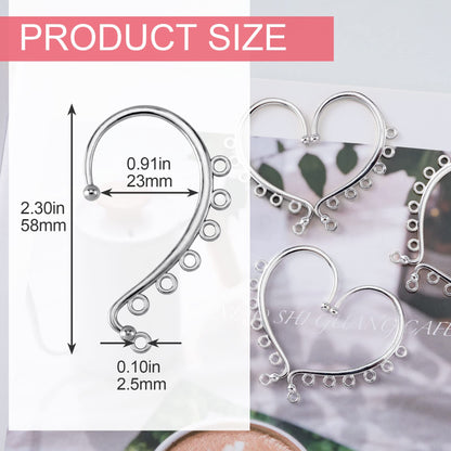 OIIKI 30PCS DIY Ear Cuffs, Non Piercing Wraps, Clip on Cuff, 7 Holes for Jewelry Making Decorative Accessories for Women - Silver