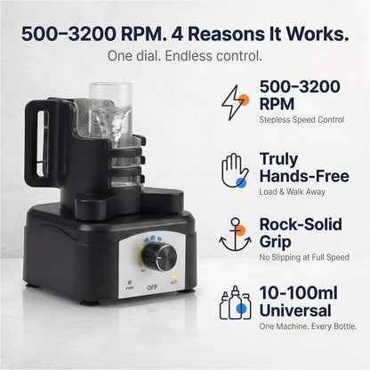 Vortex Mixer Shaker, 500-3200 RPM Adjustable Speed - Hands-Free Electric Paint Mixer for Hobby Model Paints, Tattoo Ink, Nail Polish & Lab Test Tubes - Includes Stable Holder