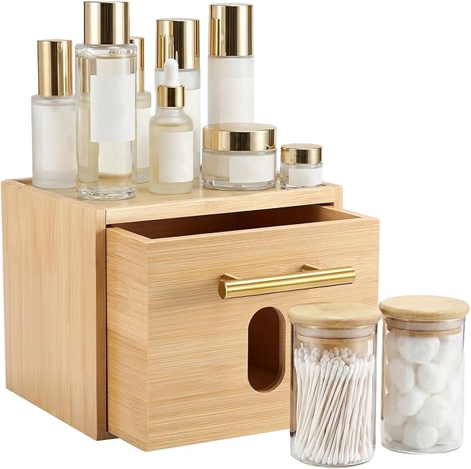 BSSN Face Towels Holder with Glass Cotton Balls Holders, Disposable Towelettes