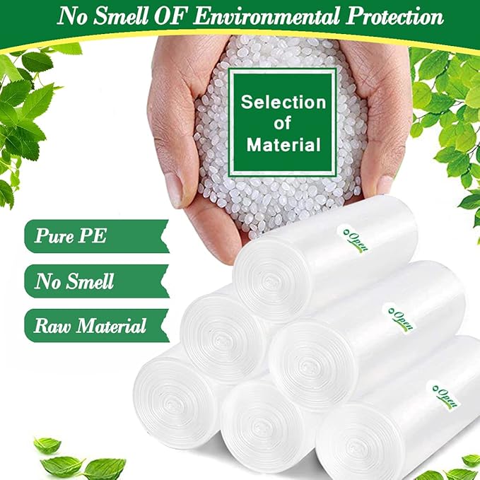 Hommaly 2 Gallon120 pcs Small Clear Trash Bags, Strong 1.8 Gallon Garbage Bags