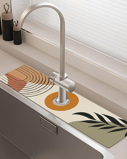 Patterned Sink Faucet Mat Kitchen Splash Guard Super Absorbent Drying Mat