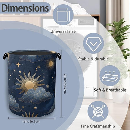 Sun Moon Stars Laundry Basket, Oxford Cloth Laundry Hamper