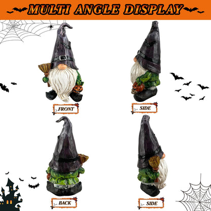 LAIAMER Halloween Gnome Garden Lights Outdoor Solar Halloween Pathway lights, Fall Yard Stakes Fall Decorations Gnome Statue with Bat&Pumpkin, Gnomes Gifts Fairy Garden Lights for Outside Lawn(Purple)
