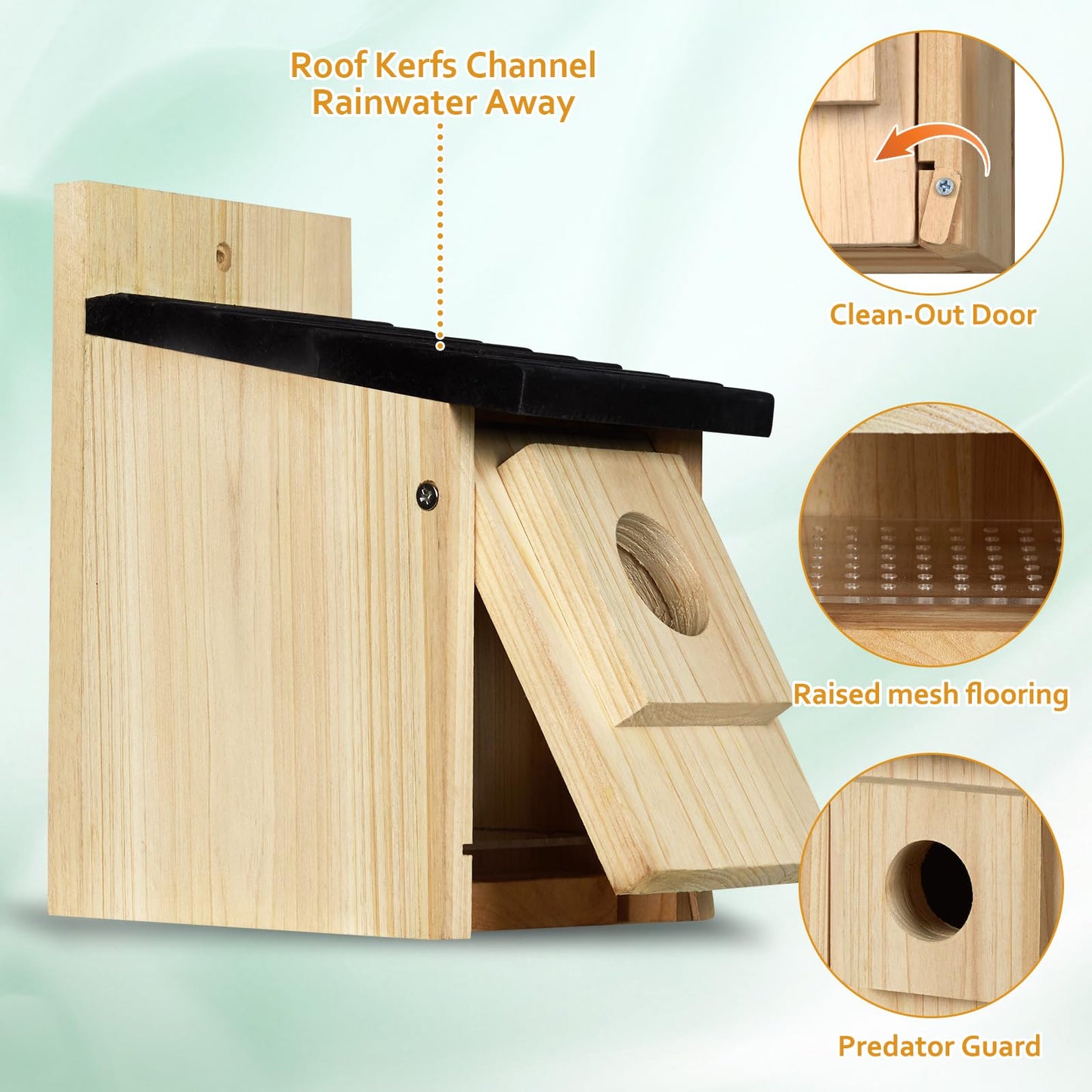 CLACKIBUKVYZ Birdhouse for Outdoors Clearance, Wooden Bluebird House for Outside, Weatherproof Hanging Bird Nesting Box for Finch, Cardinal, Wild Bird Watching (Easy Clean, Ventilated)