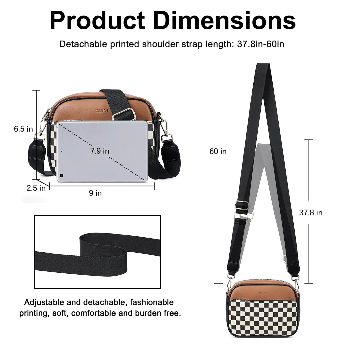 CLUCI Crossbody Bags for Women Trendy, Vegan Leather Shoulder Handbags，Purses for Women with Adjustable Wide Strap