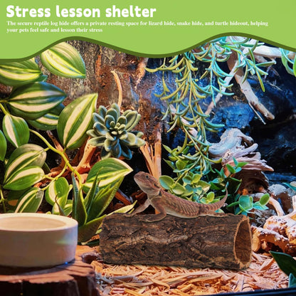 Homoyoyo Natural Wood Reptile Hide Cave Log, Tree Bark Terrarium Hideout for Gecko Snake Lizard Tortoise Spider and Hermit Crab – Rainforest Climbing Pets Habitat Decor Shelter 7. 86x3. 14x3. 14in