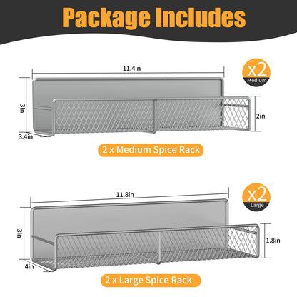 Magnetic Spice Rack for Refrigerator, 6 Pack 100% Metal Strong Magnet Shelf, Space Saving Spice Organizer, Home Kitchen Laundry Room Storage Organization W/ Paper Towel Holder, Utensils Racks (Grey)