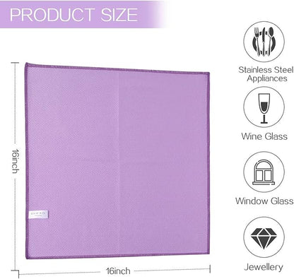 SINLAND Microfiber Glass Cleaning Cloth, Lint Free Cleaning Cloths