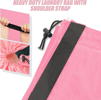 Heavy Duty Laundry Bag with Strap, 2 Pack Travel Laundry Bags