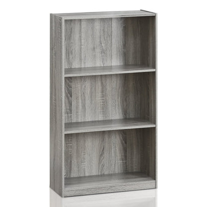 Furinno BASIC Book Shelf, 3-Tier Bookshelf with Open Shelves, Standing Bookcase, 9.3" x 21.8" x 39.5", for Organization and Storage, for Living Room, Bedroom, Home Office, French Oak
