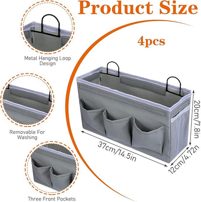 4pcs 3-pockets Wall Hanging Storage Bag, Bedside Caddy Organizer Bags, Bed