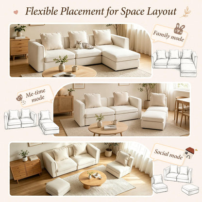 iLAND Dollhouse Furniture Sectional Dollhouse Couch Set White Velvet Sofa, Miniature Chair Doll House Furniture, Modern 1/12 Scale Miniature Living Room Decor and Accessories fit 4-6”Action Figures