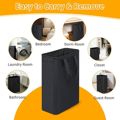 Slim Laundry Hamper, 48L Ultra Thin Collapsible Laundry Basket