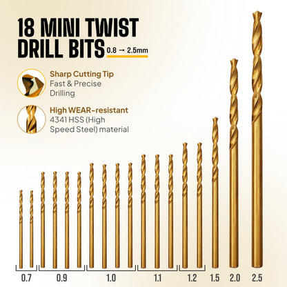 CRAFT911 Pin Vise Hand Drill Manual - Jewelry w/Micro Drill Bits (0.8mm-2.5mm) - Rotary Craft Drill for Jewelry Making, Resin, Wood, Plastic, Miniature, Beads, Clay Etc