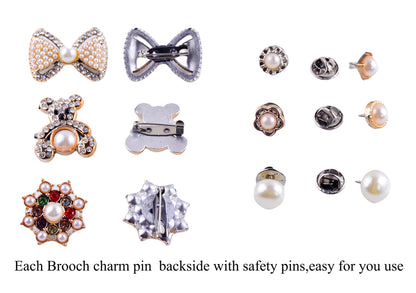 eswala Shoe Charms for Sneakers 100pcs Gold Junk Socks Charms Kit Brooches and Pins for Women DIY Junk Socks Sneaker Charm for Shoes Safety Pin Hats Bling Jewelry Decoration Accessories Bulk