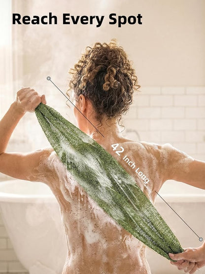 Cleangor 3Pcs African Net Sponge Authentic with Knots - Exfoliating Body | Scrubber for All Skin Types, African Bath Sponge, Wash Cloth, Gentle Exfoliation Shower Rag for Women Daily Use