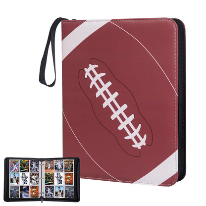 Card Binder 9 Pocket - Football Trading Card Binder Fits 990 Cards With 55 Removable Sleeves, Double Sided Pocket Zipper Card Binder for MTC, TCG, Game Cards, Sports Cards