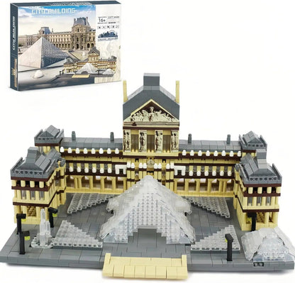 Architecture Louvre Micro Building Blocks Set, 3377 PCS World Famous Architectural Paris Louvre Museum Building Kit, House Building Collection Display Construction Model Gifts for Teens and Adult