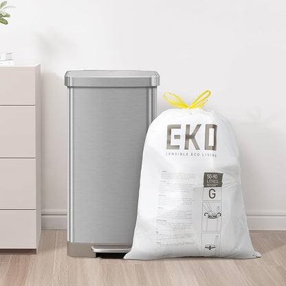 EKO 21 Gallon / 50-90 Liter, Extra-Strong Unscented Garbage Bags, Easy-Dispense