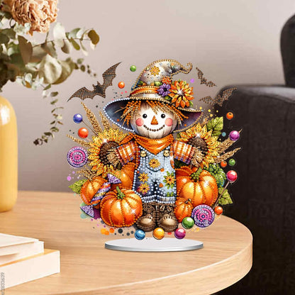 LAKEQUILL 5D Tabletop Diamond Art Kit - Scarecrow Stand Up Desktop Decor for Adults, DIY Diamond Art Painting Craft Kit for Home Office Decoration