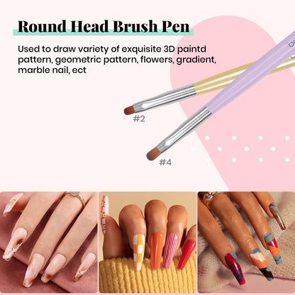 Beetles Nail Art Brushes 8pcs – Crystal Nail Art Tools 5pcs Double-headed Nails Dotting Tool, 3pcs Striping Liner Brushes for Nails with Pearls Bowknot Stickers, DIY Home Salon Manicure Design Tools