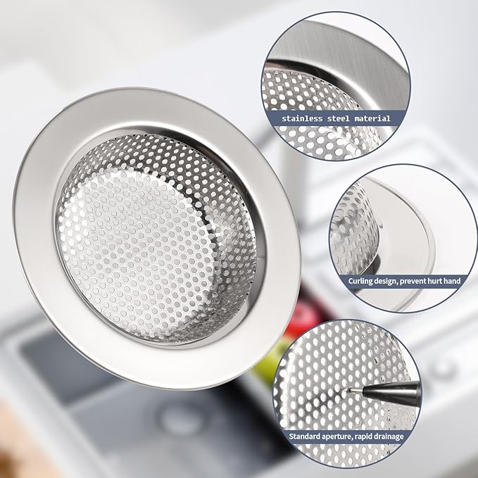 RQYEKDO Kitchen Sink Strainers Sink Stopper Kits, Stainless Steel Sink Drain
