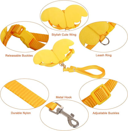 KAMA BRIDAL Duck Walking Harness and Leash Chicken Duck Outdoor Training Rope Adjustable Rope for Pet Poultry Hen Cock (S, Yellow)