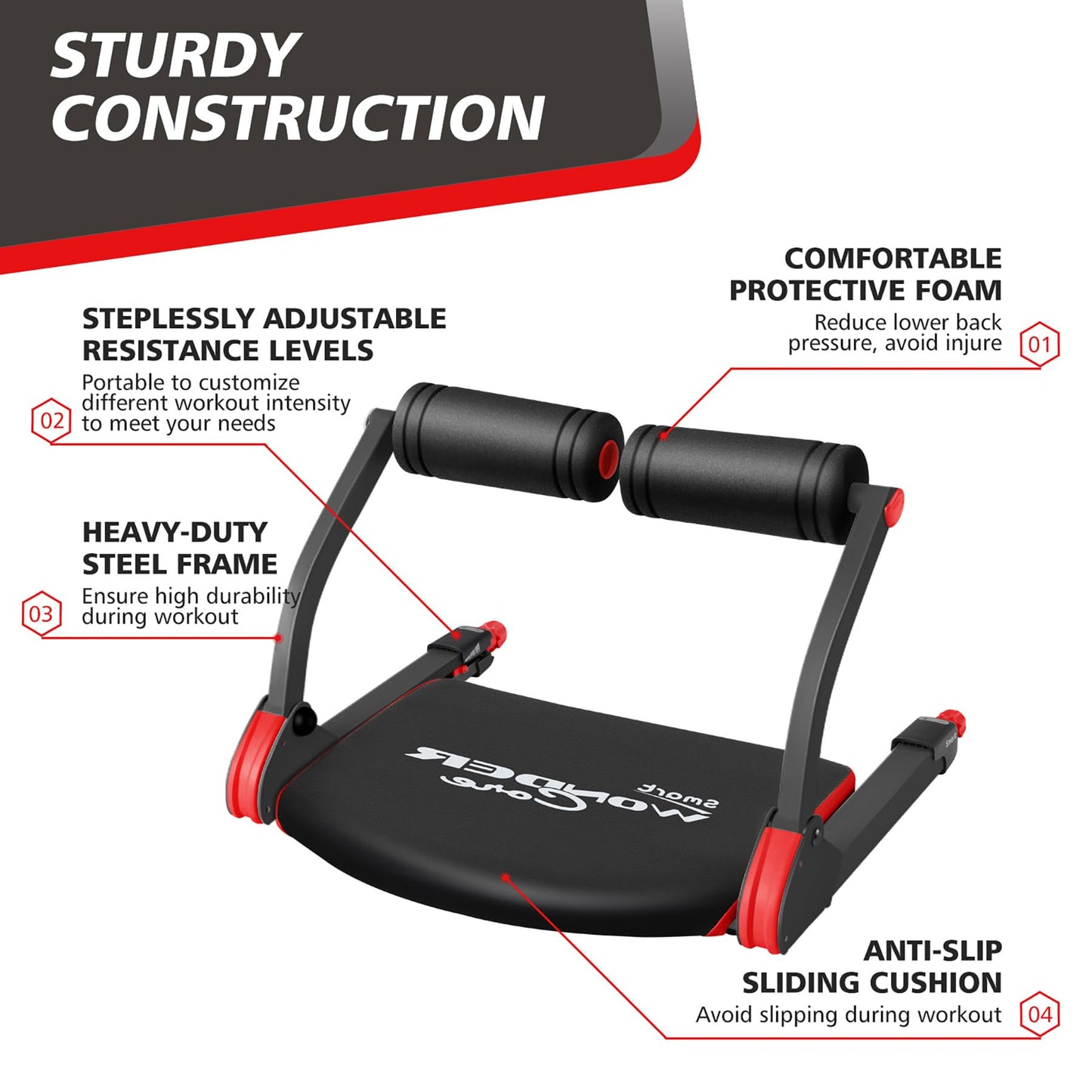 WONDER CORE Smart, Ab Machine, Ab Workout Equipment, Sit Up Machine & Exercise Equipment, Ab Crunch Machine for Stomach Workout, Ab Core Trainer Abdominal Machine for Home Gym
